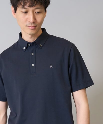 KHKHA45044  【接触冷感】ボタンダウン カノコポロシャツ ワンポイント刺繍入り【イージーケア/毛玉になりにくい】