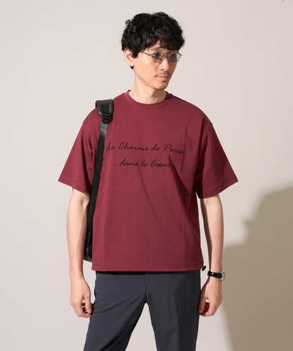 KHKHD25049 a.v.v MEN 【接触冷感/イージーケア/洗濯機で洗える/毛玉になりにくい】ドローコードツキロゴプリントカットソー