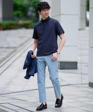 KHKHD45049 a.v.v MEN(アー・ヴェ・ヴェ) 【接触冷感】ワンポイントシシュウ バーズアイポロシャツ〈洗濯機で洗える / イージーケア / 毛玉になりにくい〉 ネイビー