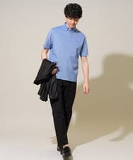 KHKHD45049 a.v.v MEN(アー・ヴェ・ヴェ) 【接触冷感】ワンポイントシシュウ バーズアイポロシャツ〈洗濯機で洗える / イージーケア / 毛玉になりにくい〉 ネイビー