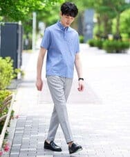 KHKHD45049 a.v.v MEN(アー・ヴェ・ヴェ) 【接触冷感】ワンポイントシシュウ バーズアイポロシャツ〈洗濯機で洗える / イージーケア / 毛玉になりにくい〉 ネイビー