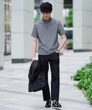 KHKHD45049 a.v.v MEN(アー・ヴェ・ヴェ) 【接触冷感】ワンポイントシシュウ バーズアイポロシャツ〈洗濯機で洗える / イージーケア / 毛玉になりにくい〉 ネイビー