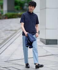 KHKHD45049 a.v.v MEN(アー・ヴェ・ヴェ) 【接触冷感】ワンポイントシシュウ バーズアイポロシャツ〈洗濯機で洗える / イージーケア / 毛玉になりにくい〉 ネイビー