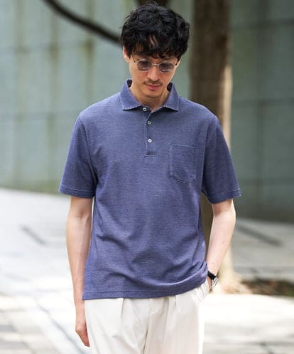 KHKHD46059 a.v.v MEN ＼シンプルすぎない大人の表情／ハニカムウラボーダーポロシャツ【接触冷感/洗濯機で洗える/イージーケア/ストレッチ】