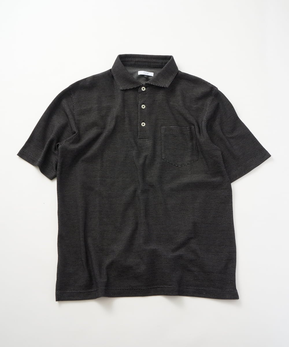 KHKHD46059 a.v.v MEN(アー・ヴェ・ヴェ) ＼シンプルすぎない大人の表情／ハニカムウラボーダーポロシャツ【接触冷感/洗濯機で洗える/イージーケア/ストレッチ】 ブラック