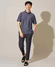 KHKHD46059 a.v.v MEN(アー・ヴェ・ヴェ) ＼シンプルすぎない大人の表情／ハニカムウラボーダーポロシャツ【接触冷感/洗濯機で洗える/イージーケア/ストレッチ】 ブラック