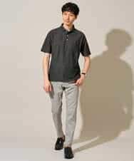 KHKHD46059 a.v.v MEN(アー・ヴェ・ヴェ) ＼シンプルすぎない大人の表情／ハニカムウラボーダーポロシャツ【接触冷感/洗濯機で洗える/イージーケア/ストレッチ】 ブラック