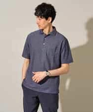 KHKHD46059 a.v.v MEN(アー・ヴェ・ヴェ) ＼シンプルすぎない大人の表情／ハニカムウラボーダーポロシャツ【接触冷感/洗濯機で洗える/イージーケア/ストレッチ】 ブラック