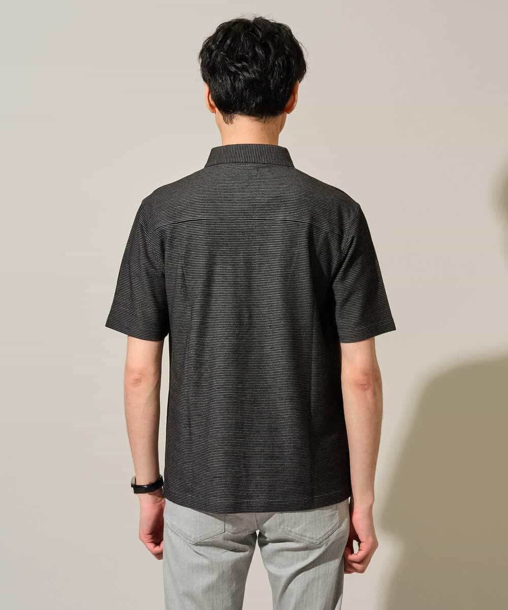 KHKHD46059 a.v.v MEN(アー・ヴェ・ヴェ) ＼シンプルすぎない大人の表情／ハニカムウラボーダーポロシャツ【接触冷感/洗濯機で洗える/イージーケア/ストレッチ】 ブラック