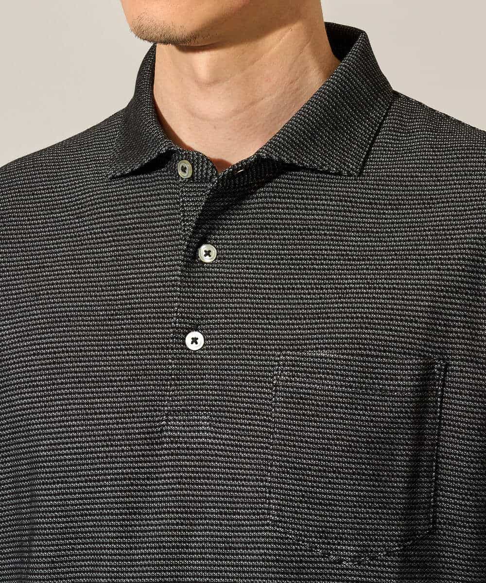 KHKHD46059 a.v.v MEN(アー・ヴェ・ヴェ) ＼シンプルすぎない大人の表情／ハニカムウラボーダーポロシャツ【接触冷感/洗濯機で洗える/イージーケア/ストレッチ】 ブラック