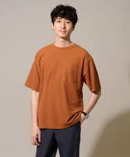 KHKHD58044 a.v.v MEN(アー・ヴェ・ヴェ) ＼ジャケットインにもおすすめ！／ハニカムジャカードクルーネックカットソー【接触冷感/遮熱洗濯機で洗える/イージーケア/毛玉になりにくい】 オレンジ