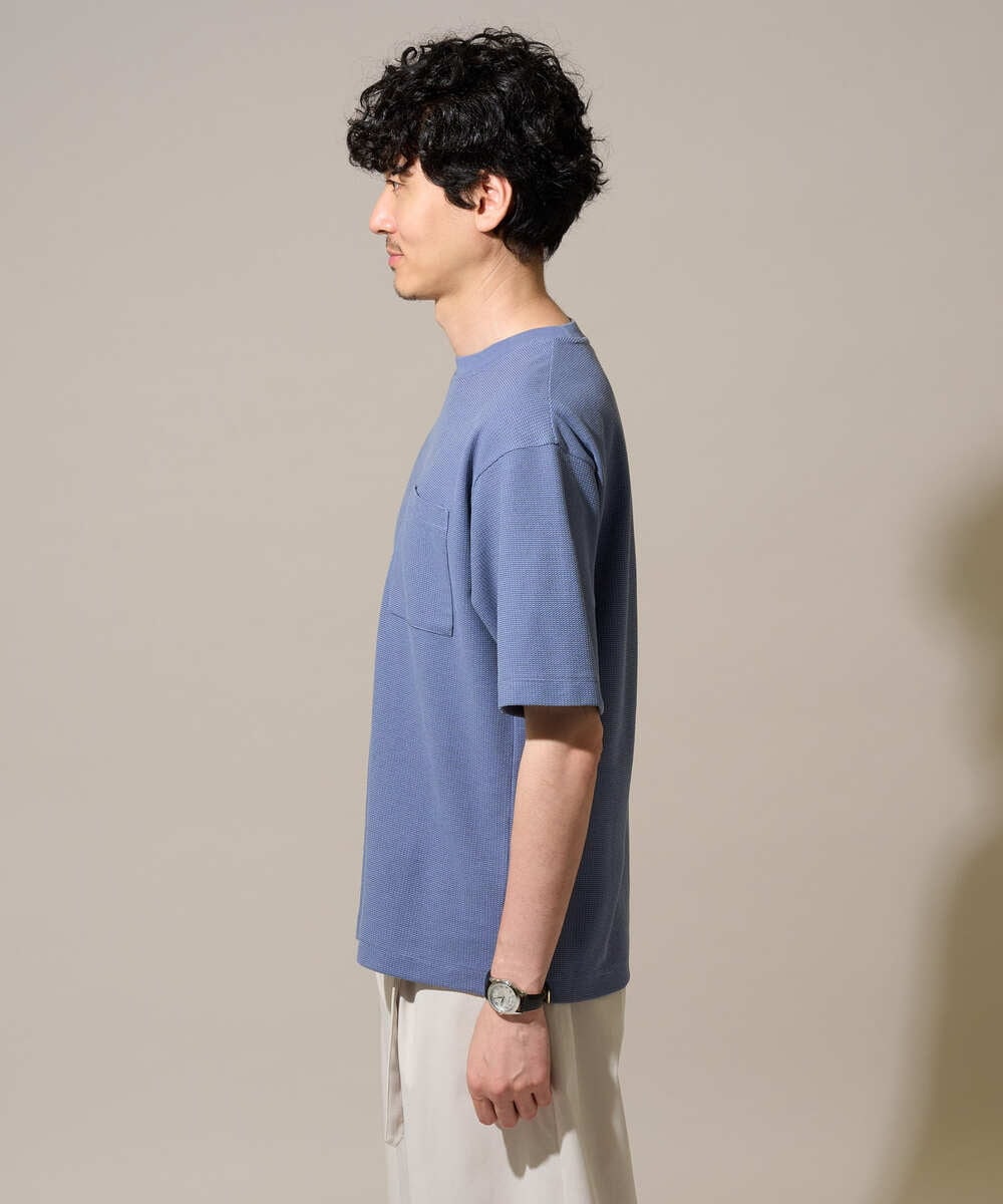 KHKHD58044 a.v.v MEN(アー・ヴェ・ヴェ) ＼ジャケットインにもおすすめ！／ハニカムジャカードクルーネックカットソー【接触冷感/遮熱洗濯機で洗える/イージーケア/毛玉になりにくい】 オレンジ