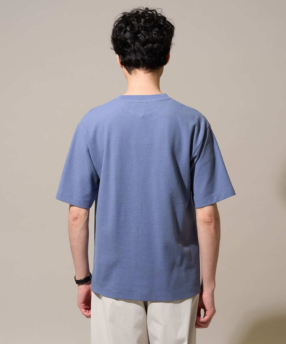 KHKHD58044 a.v.v MEN(アー・ヴェ・ヴェ) ＼ジャケットインにもおすすめ！／ハニカムジャカードクルーネックカットソー【接触冷感/遮熱洗濯機で洗える/イージーケア/毛玉になりにくい】 オレンジ