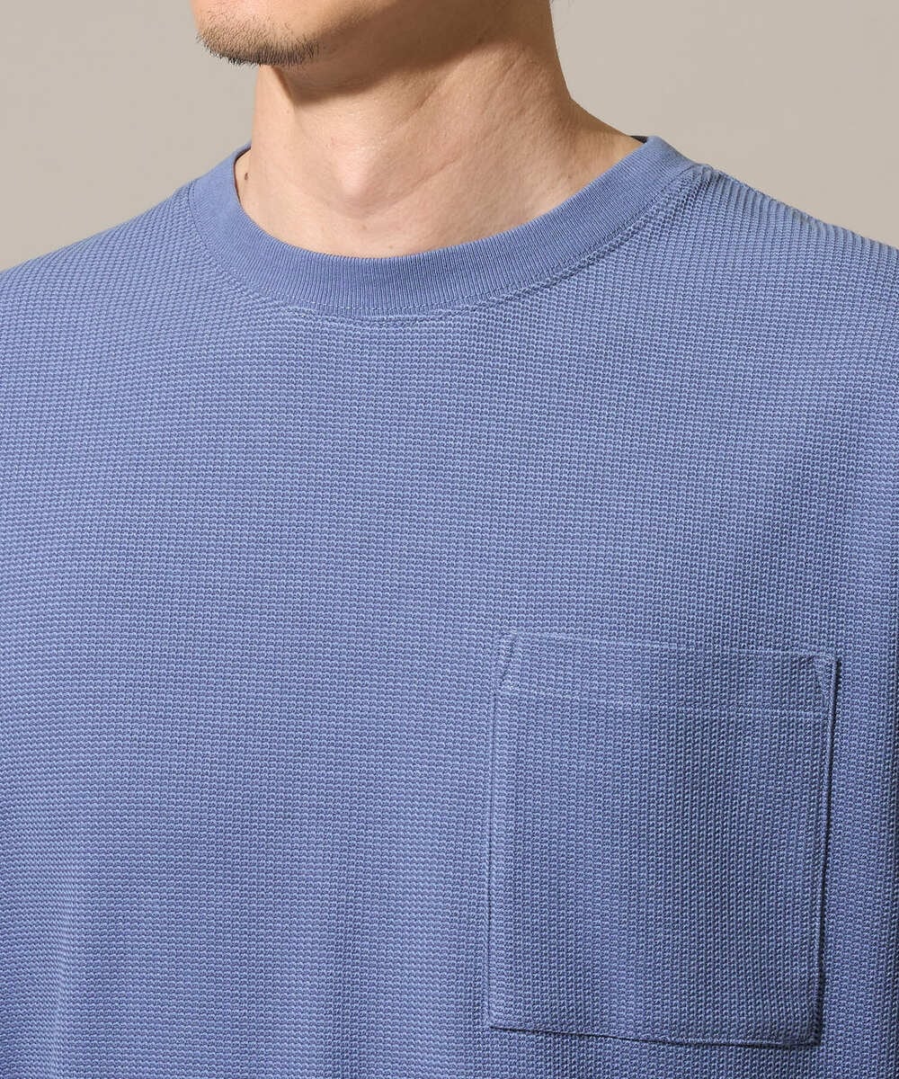 KHKHD58044 a.v.v MEN(アー・ヴェ・ヴェ) ＼ジャケットインにもおすすめ！／ハニカムジャカードクルーネックカットソー【接触冷感/遮熱洗濯機で洗える/イージーケア/毛玉になりにくい】 オレンジ