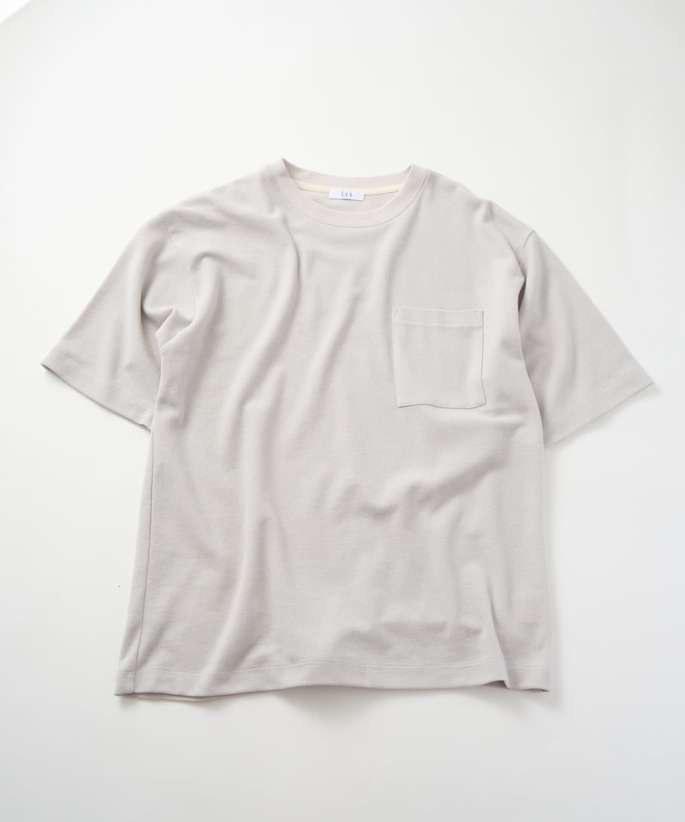 KHKHD58044 a.v.v MEN(アー・ヴェ・ヴェ) ＼ジャケットインにもおすすめ！／ハニカムジャカードクルーネックカットソー【接触冷感/遮熱洗濯機で洗える/イージーケア/毛玉になりにくい】 オレンジ