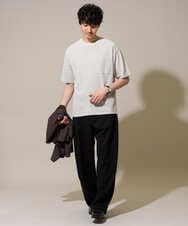 KHKHD58044 a.v.v MEN(アー・ヴェ・ヴェ) ＼ジャケットインにもおすすめ！／ハニカムジャカードクルーネックカットソー【接触冷感/遮熱洗濯機で洗える/イージーケア/毛玉になりにくい】 オレンジ