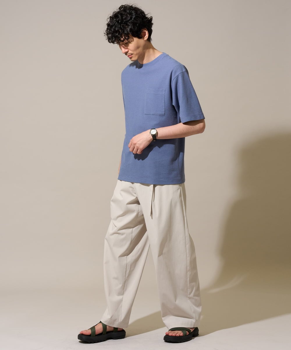 KHKHD58044 a.v.v MEN(アー・ヴェ・ヴェ) ＼ジャケットインにもおすすめ！／ハニカムジャカードクルーネックカットソー【接触冷感/遮熱洗濯機で洗える/イージーケア/毛玉になりにくい】 オレンジ