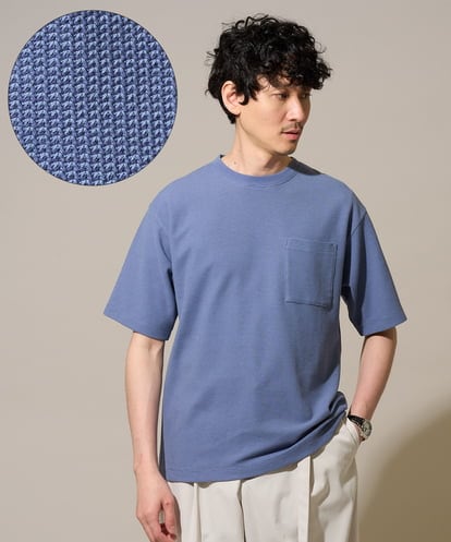 KHKHD58044 a.v.v MEN ＼ジャケットインにもおすすめ！／ハニカムジャカードクルーネックカットソー【接触冷感/遮熱洗濯機で洗える/イージーケア/毛玉になりにくい】