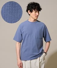 KHKHD58044 a.v.v MEN(アー・ヴェ・ヴェ) ＼ジャケットインにもおすすめ！／ハニカムジャカードクルーネックカットソー【接触冷感/遮熱洗濯機で洗える/イージーケア/毛玉になりにくい】 ブルー