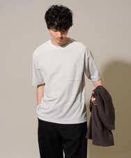 KHKHD58044 a.v.v MEN(アー・ヴェ・ヴェ) ＼ジャケットインにもおすすめ！／ハニカムジャカードクルーネックカットソー【接触冷感/遮熱洗濯機で洗える/イージーケア/毛玉になりにくい】 ライトグレー