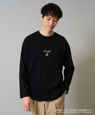 KHKJA19059 a.v.v MEN(アー・ヴェ・ヴェ) KANGOLスクエアプリントロングシルエットカットソー ブラック