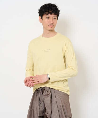 KHKJA29034 a.v.v MEN 【コットン100％】ミニロゴプリントロングTシャツ　セミワイドシルエット