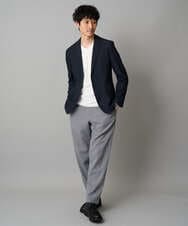 KHKJA73044 a.v.v MEN(アー・ヴェ・ヴェ) 【ジャケット映え】針抜きジャカードＶネックＴシャツ【洗濯機で洗える/毛玉になりにくい】通勤/ビジネス/ジャケット〈ON/OFF SERIES〉 ブラック