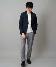KHKJA73044 a.v.v MEN(アー・ヴェ・ヴェ) 【ジャケット映え】針抜きジャカードＶネックＴシャツ【洗濯機で洗える/毛玉になりにくい】通勤/ビジネス/ジャケット〈ON/OFF SERIES〉 ブラック
