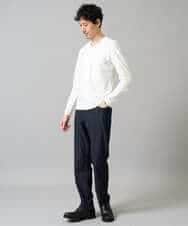 KHKJA73044 a.v.v MEN(アー・ヴェ・ヴェ) 【ジャケット映え】針抜きジャカードＶネックＴシャツ【洗濯機で洗える/毛玉になりにくい】通勤/ビジネス/ジャケット〈ON/OFF SERIES〉 ブラック