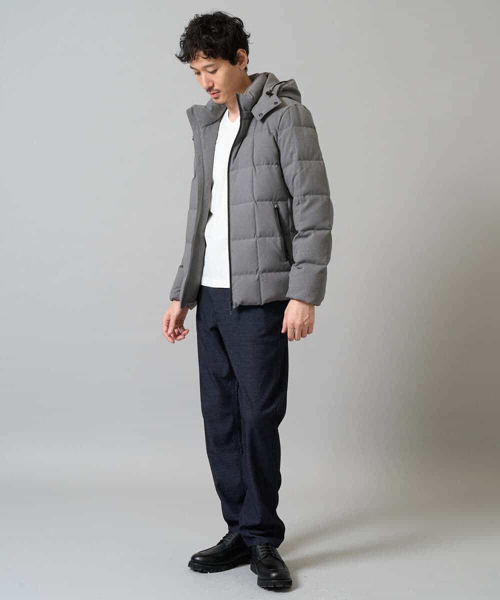KHKJA73044 a.v.v MEN(アー・ヴェ・ヴェ) 【ジャケット映え】針抜きジャカードＶネックＴシャツ【洗濯機で洗える/毛玉になりにくい】通勤/ビジネス/ジャケット〈ON/OFF SERIES〉 ブラック