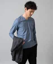 KHKJA73044 a.v.v MEN(アー・ヴェ・ヴェ) 【ジャケット映え】針抜きジャカードＶネックＴシャツ【洗濯機で洗える/毛玉になりにくい】通勤/ビジネス/ジャケット〈ON/OFF SERIES〉 ブラック