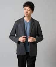KHKJA73044 a.v.v MEN(アー・ヴェ・ヴェ) 【ジャケット映え】針抜きジャカードＶネックＴシャツ【洗濯機で洗える/毛玉になりにくい】通勤/ビジネス/ジャケット〈ON/OFF SERIES〉 ブラック