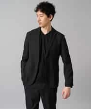 KHKJA73044 a.v.v MEN(アー・ヴェ・ヴェ) 【ジャケット映え】針抜きジャカードＶネックＴシャツ【洗濯機で洗える/毛玉になりにくい】通勤/ビジネス/ジャケット〈ON/OFF SERIES〉 ブラック