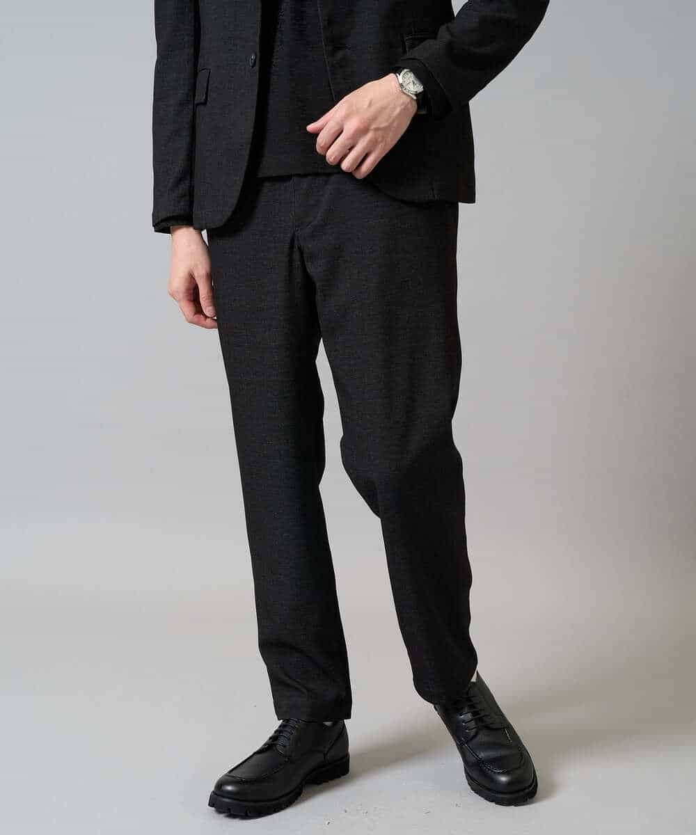 KHKJA73044 a.v.v MEN(アー・ヴェ・ヴェ) 【ジャケット映え】針抜きジャカードＶネックＴシャツ【洗濯機で洗える/毛玉になりにくい】通勤/ビジネス/ジャケット〈ON/OFF SERIES〉 ブラック