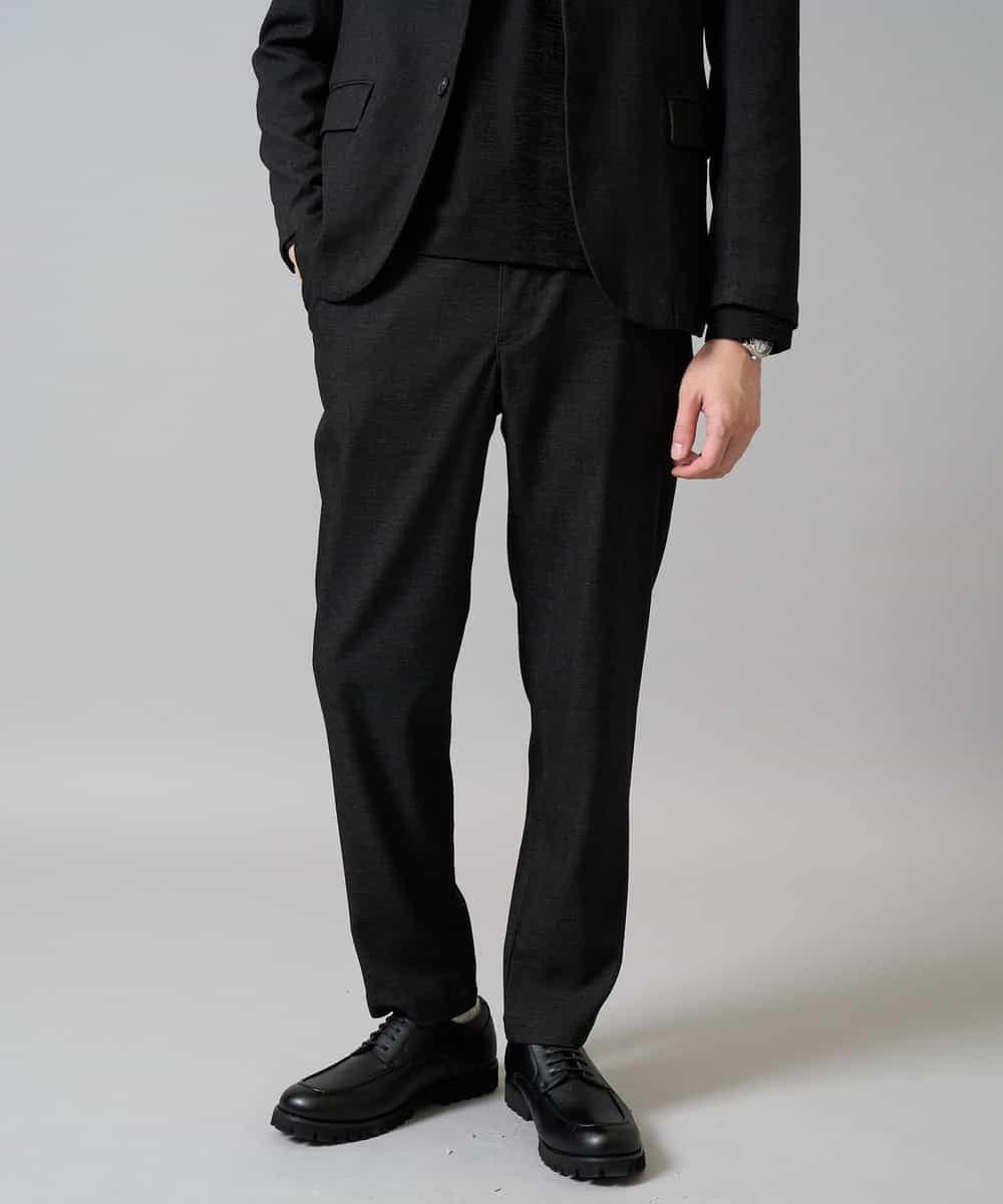 KHKJA73044 a.v.v MEN(アー・ヴェ・ヴェ) 【ジャケット映え】針抜きジャカードＶネックＴシャツ【洗濯機で洗える/毛玉になりにくい】通勤/ビジネス/ジャケット〈ON/OFF SERIES〉 ブラック