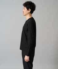 KHKJA73044 a.v.v MEN(アー・ヴェ・ヴェ) 【ジャケット映え】針抜きジャカードＶネックＴシャツ【洗濯機で洗える/毛玉になりにくい】通勤/ビジネス/ジャケット〈ON/OFF SERIES〉 ブラック