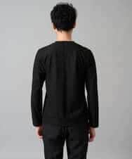 KHKJA73044 a.v.v MEN(アー・ヴェ・ヴェ) 【ジャケット映え】針抜きジャカードＶネックＴシャツ【洗濯機で洗える/毛玉になりにくい】通勤/ビジネス/ジャケット〈ON/OFF SERIES〉 ブラック