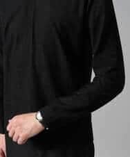 KHKJA73044 a.v.v MEN(アー・ヴェ・ヴェ) 【ジャケット映え】針抜きジャカードＶネックＴシャツ【洗濯機で洗える/毛玉になりにくい】通勤/ビジネス/ジャケット〈ON/OFF SERIES〉 ブラック
