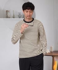 KHKJD13054 a.v.v MEN(アー・ヴェ・ヴェ) 【イージーケア/洗濯機で洗える】タックボーダーワイドシルエットプルオーバー ホワイト