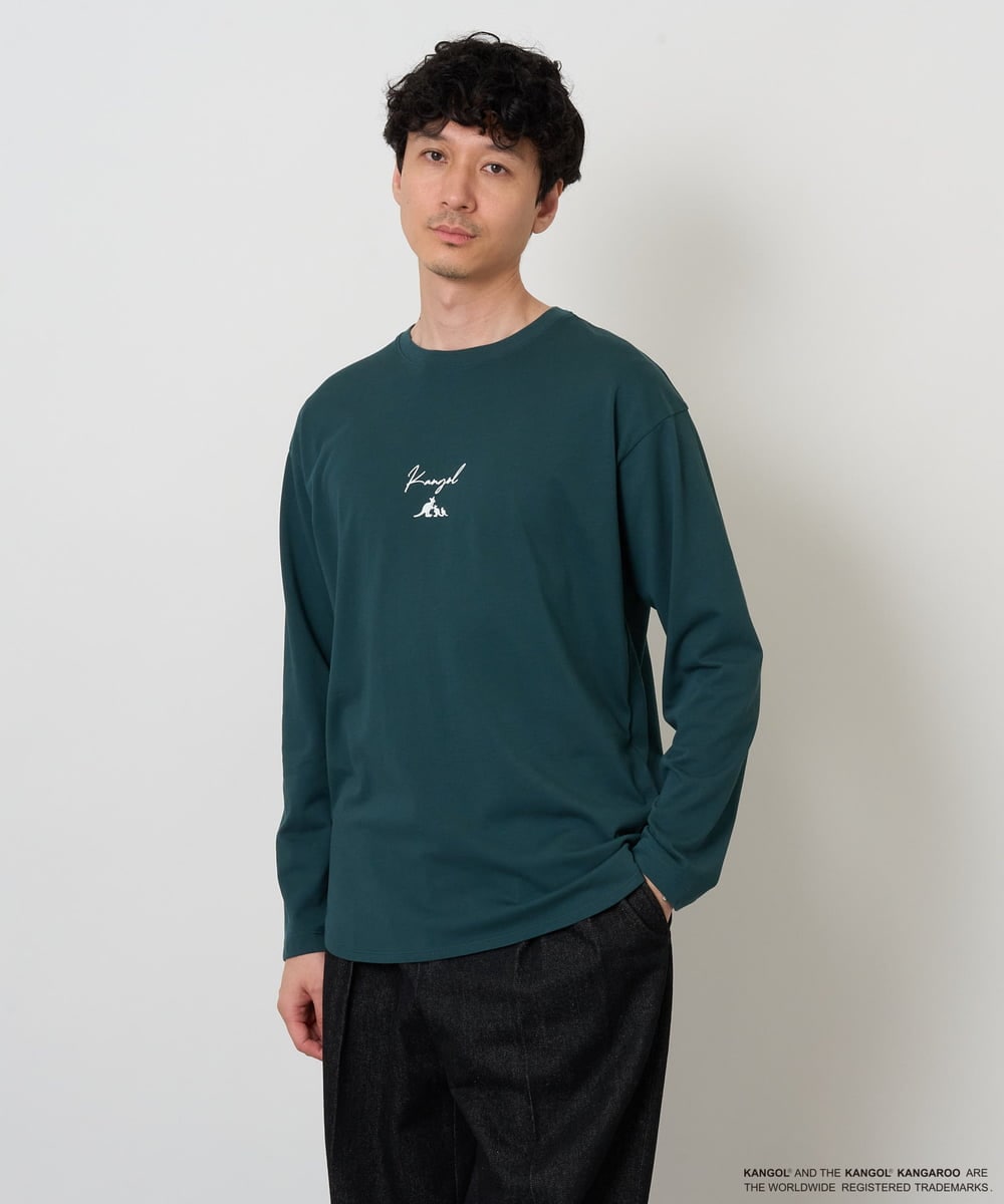 KHKJD19059 a.v.v MEN(アー・ヴェ・ヴェ) KANGOLスクエアプリントロングシルエットカットソー グリーン