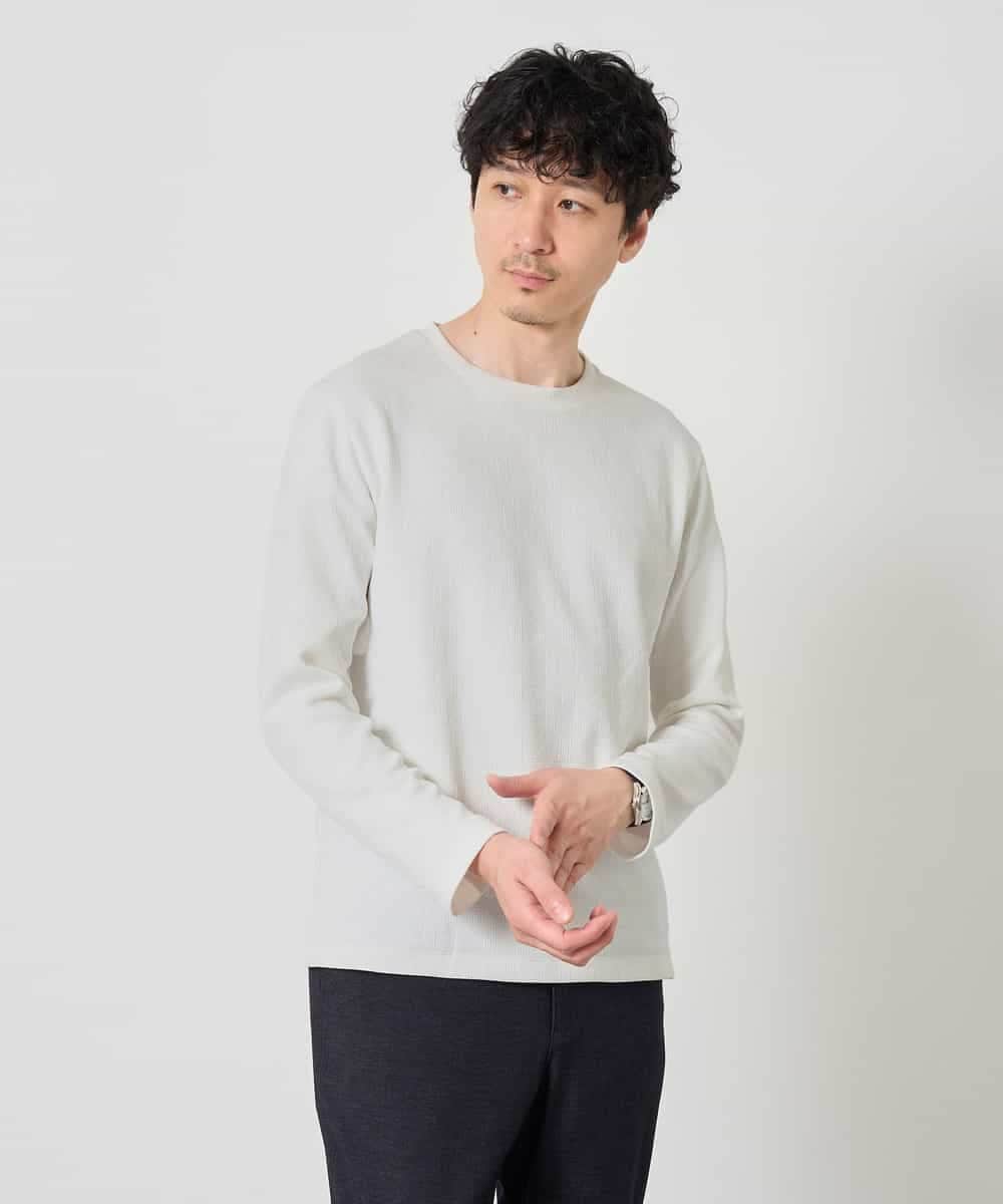 KHKJD71044 a.v.v MEN(アー・ヴェ・ヴェ) 【スマート/イージーケア/洗濯機で洗える】キカジャカードクルーネックスマートTシャツ ブラック