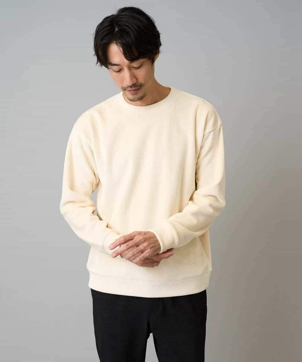 KHKLA41059 a.v.v MEN(アー・ヴェ・ヴェ) 【洗濯機で洗える】カットコーデュロイプルオーバー アイボリー