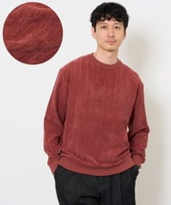 KHKLA48049 a.v.v MEN(アー・ヴェ・ヴェ) 【イージーケア/毛玉になりにくい】ヘリンボーン起毛セミワイドシルエットプルオーバー【洗濯機で洗える】 ダークオレンジ