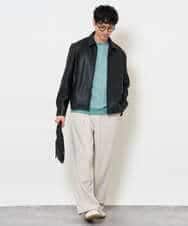 KHKLA48049 a.v.v MEN(アー・ヴェ・ヴェ) 【イージーケア/毛玉になりにくい】ヘリンボーン起毛セミワイドシルエットプルオーバー【洗濯機で洗える】 ダークグレー