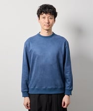 KHKLD46049 a.v.v MEN(アー・ヴェ・ヴェ) 【イージーケア/洗濯機で洗える/ストレッチ】ヘリンボーンエンボスフェイクスエードプルオーバー ブルー