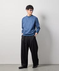 KHKLD46049 a.v.v MEN(アー・ヴェ・ヴェ) 【イージーケア/洗濯機で洗える/ストレッチ】ヘリンボーンエンボスフェイクスエードプルオーバー ブルー