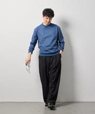 KHKLD46049 a.v.v MEN(アー・ヴェ・ヴェ) 【イージーケア/洗濯機で洗える/ストレッチ】ヘリンボーンエンボスフェイクスエードプルオーバー ブルー