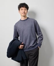 KHKLD46049 a.v.v MEN(アー・ヴェ・ヴェ) 【イージーケア/洗濯機で洗える/ストレッチ】ヘリンボーンエンボスフェイクスエードプルオーバー ダークグレー
