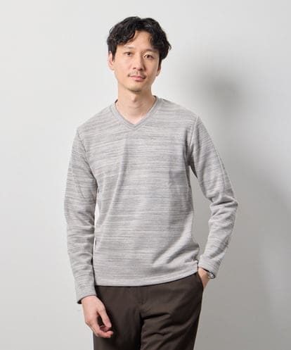 KHKLD79049 a.v.v MEN 【スマート/イージーケア/洗濯機で洗える】スラブメランジＶネックスマートＴシャツ
