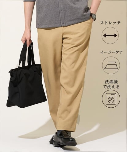 KHLED03069 a.v.v MEN 春夏のオフィススタイルにおすすめ【イージーケア/洗濯機で洗える/毛玉になりにくい/ストレッチ】アムンゼンストレッチセミルーズパンツ